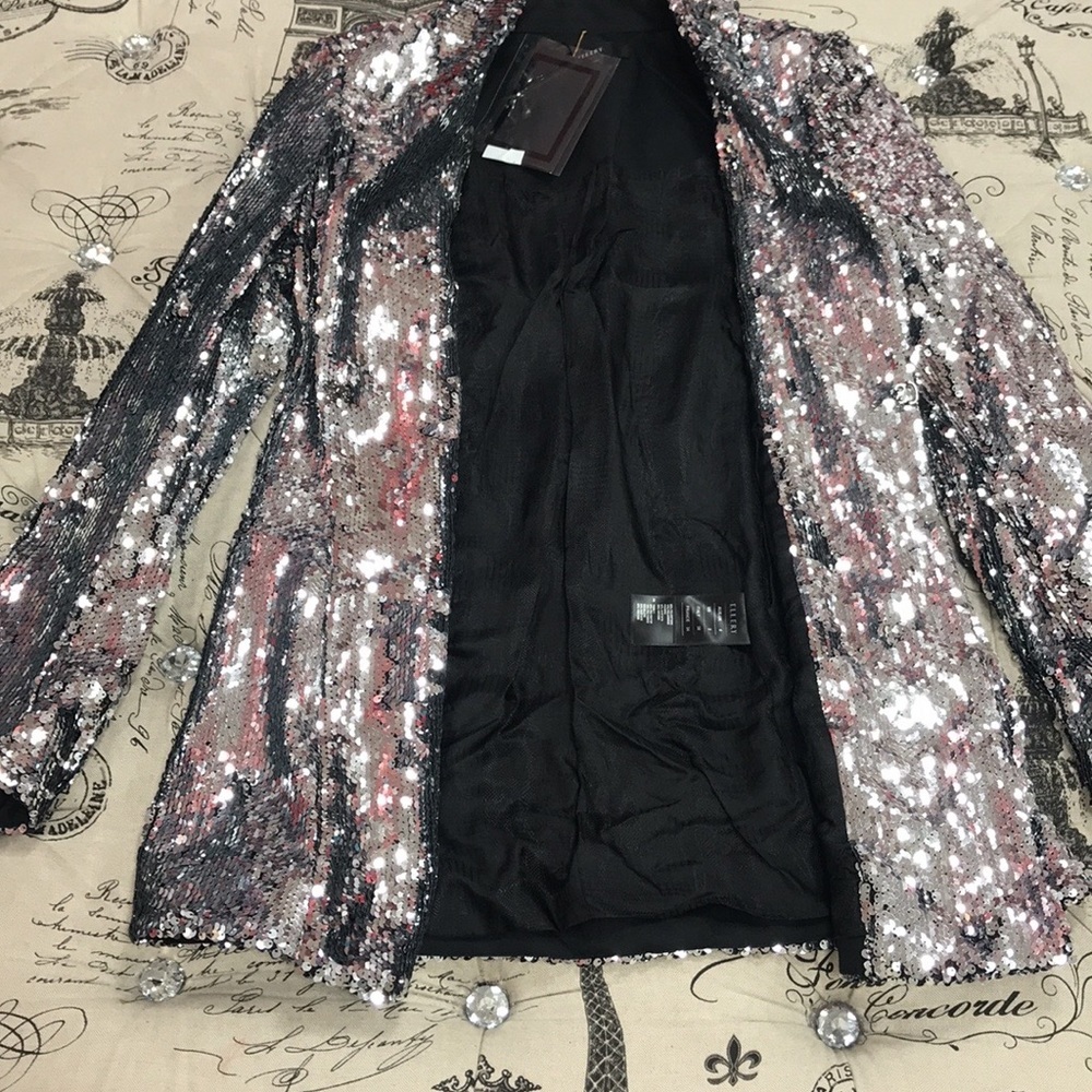 ELLERY SUGAR FOR MY HONEY SILVER SEQUIN BLAZER - Picture 13 of 13